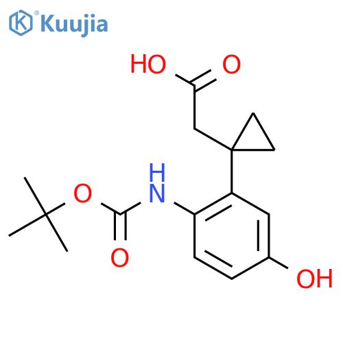 2-1-(2-{(tert-butoxy)carbonylamino}-5-hydroxyphenyl)cyclopropylacetic acid structure