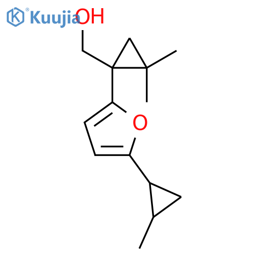 {2,2-dimethyl-1-5-(2-methylcyclopropyl)furan-2-ylcyclopropyl}methanol structure