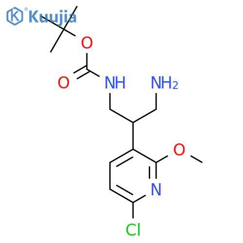 tert-butyl N-3-amino-2-(6-chloro-2-methoxypyridin-3-yl)propylcarbamate structure