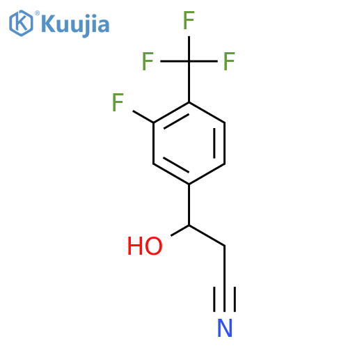 3-3-fluoro-4-(trifluoromethyl)phenyl-3-hydroxypropanenitrile structure