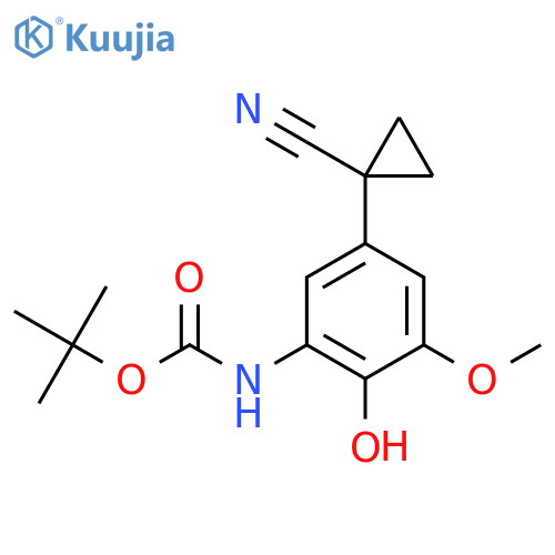 tert-butyl N-5-(1-cyanocyclopropyl)-2-hydroxy-3-methoxyphenylcarbamate structure