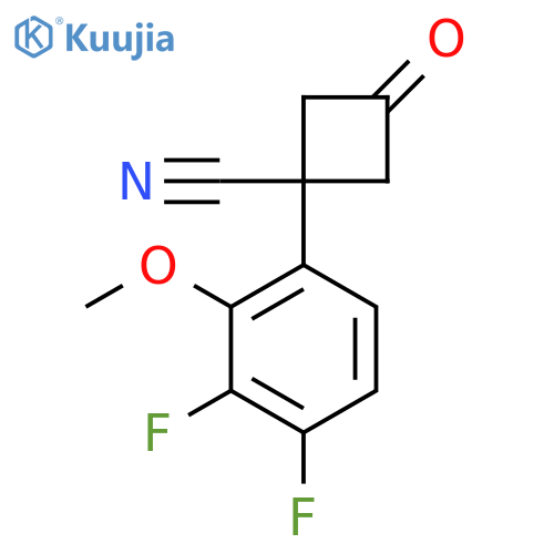 1-(3,4-difluoro-2-methoxyphenyl)-3-oxocyclobutane-1-carbonitrile structure