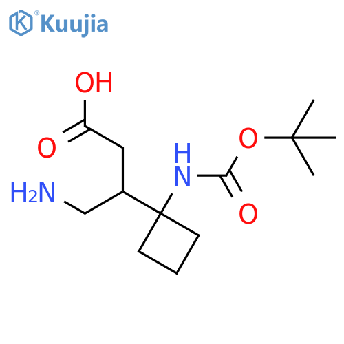 4-amino-3-(1-{(tert-butoxy)carbonylamino}cyclobutyl)butanoic acid structure