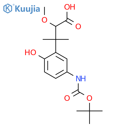 3-(5-{(tert-butoxy)carbonylamino}-2-hydroxyphenyl)-2-methoxy-3-methylbutanoic acid structure
