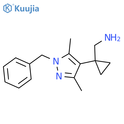 1-(1-benzyl-3,5-dimethyl-1H-pyrazol-4-yl)cyclopropylmethanamine structure