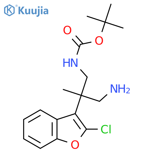 tert-butyl N-3-amino-2-(2-chloro-1-benzofuran-3-yl)-2-methylpropylcarbamate structure