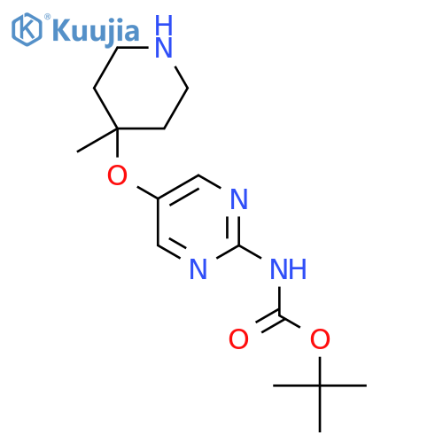 tert-butyl N-{5-(4-methylpiperidin-4-yl)oxypyrimidin-2-yl}carbamate structure