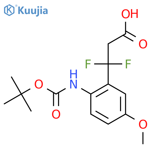 3-(2-{(tert-butoxy)carbonylamino}-5-methoxyphenyl)-3,3-difluoropropanoic acid structure