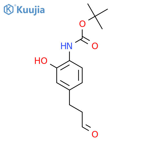 tert-butyl N-2-hydroxy-4-(3-oxopropyl)phenylcarbamate structure