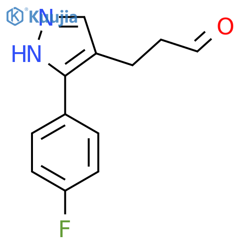 3-3-(4-fluorophenyl)-1H-pyrazol-4-ylpropanal structure