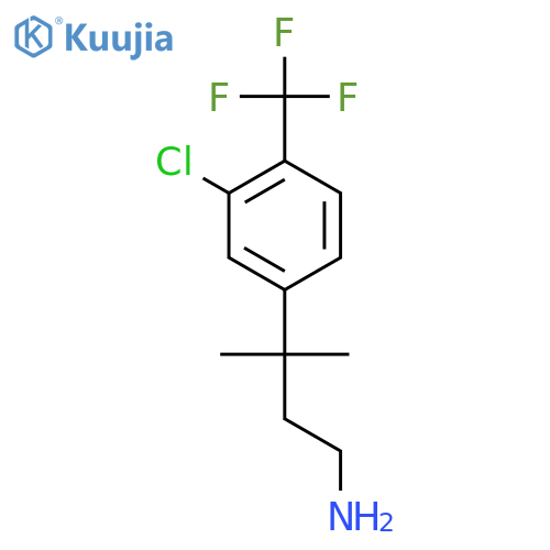 3-3-chloro-4-(trifluoromethyl)phenyl-3-methylbutan-1-amine structure