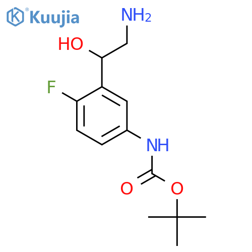 tert-butyl N-3-(2-amino-1-hydroxyethyl)-4-fluorophenylcarbamate structure