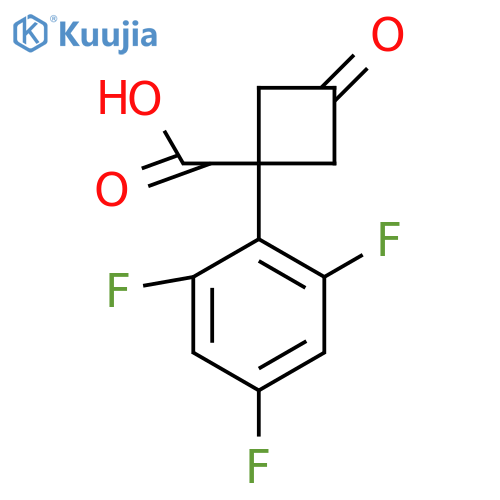 3-oxo-1-(2,4,6-trifluorophenyl)cyclobutane-1-carboxylic acid structure
