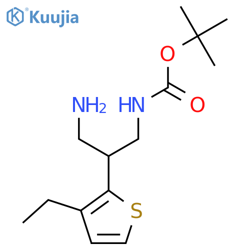 tert-butyl N-3-amino-2-(3-ethylthiophen-2-yl)propylcarbamate structure
