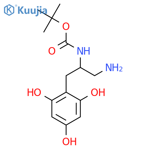 tert-butyl N-1-amino-3-(2,4,6-trihydroxyphenyl)propan-2-ylcarbamate structure