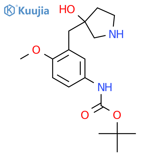 tert-butyl N-{3-(3-hydroxypyrrolidin-3-yl)methyl-4-methoxyphenyl}carbamate structure