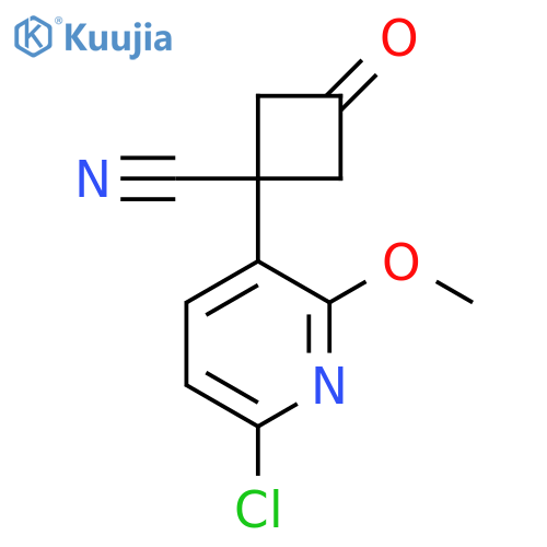 1-(6-chloro-2-methoxypyridin-3-yl)-3-oxocyclobutane-1-carbonitrile structure