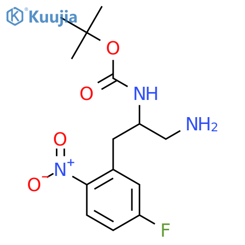 tert-butyl N-1-amino-3-(5-fluoro-2-nitrophenyl)propan-2-ylcarbamate structure