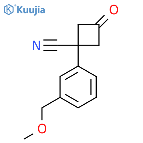 1-3-(methoxymethyl)phenyl-3-oxocyclobutane-1-carbonitrile structure