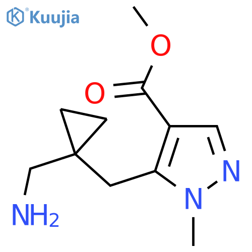 methyl 5-{1-(aminomethyl)cyclopropylmethyl}-1-methyl-1H-pyrazole-4-carboxylate structure