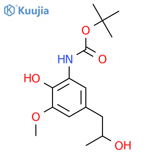 tert-butyl N-2-hydroxy-5-(2-hydroxypropyl)-3-methoxyphenylcarbamate structure