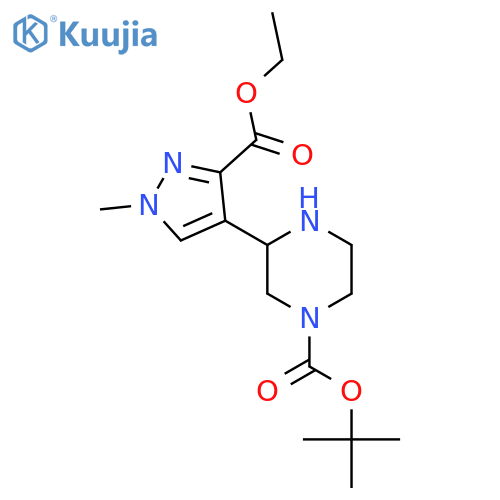 tert-butyl 3-3-(ethoxycarbonyl)-1-methyl-1H-pyrazol-4-ylpiperazine-1-carboxylate structure