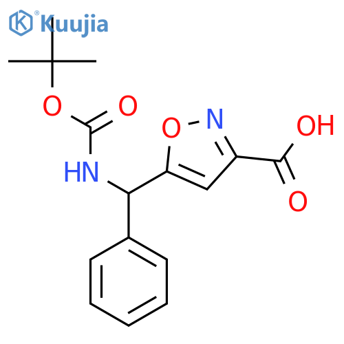 5-({(tert-butoxy)carbonylamino}(phenyl)methyl)-1,2-oxazole-3-carboxylic acid structure