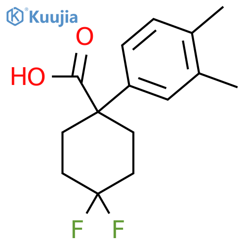 1-(3,4-dimethylphenyl)-4,4-difluorocyclohexane-1-carboxylic acid structure