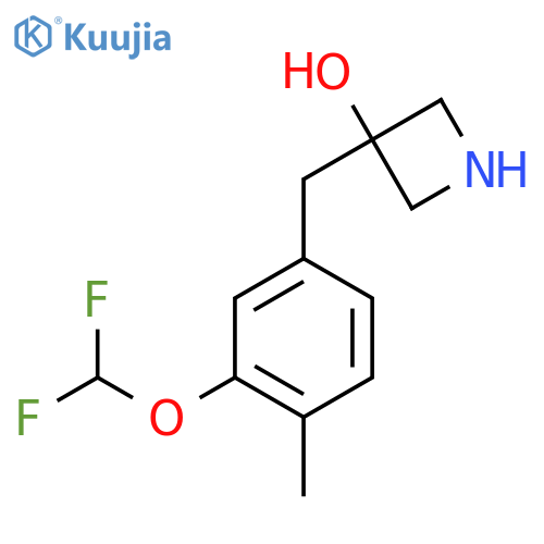 3-{3-(difluoromethoxy)-4-methylphenylmethyl}azetidin-3-ol structure
