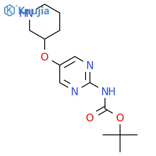 tert-butyl N-5-(piperidin-3-yloxy)pyrimidin-2-ylcarbamate structure