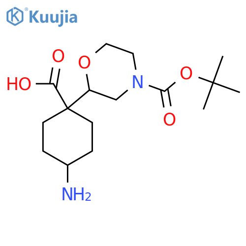 4-amino-1-{4-(tert-butoxy)carbonylmorpholin-2-yl}cyclohexane-1-carboxylic acid structure