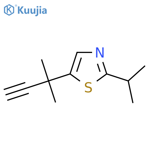 5-(2-methylbut-3-yn-2-yl)-2-(propan-2-yl)-1,3-thiazole structure