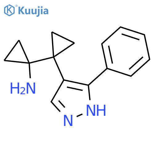 1-1-(3-phenyl-1H-pyrazol-4-yl)cyclopropylcyclopropan-1-amine structure