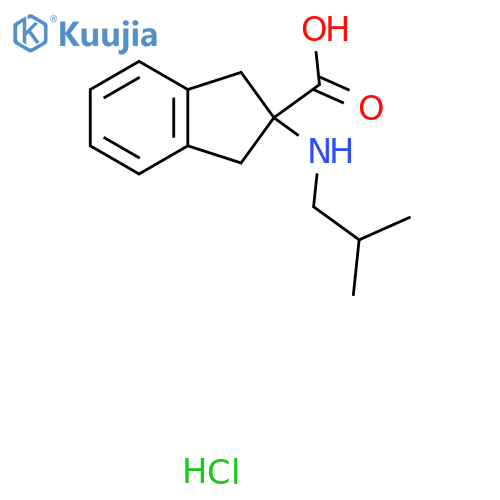 2-(2-methylpropyl)amino-2,3-dihydro-1H-indene-2-carboxylic acid hydrochloride structure