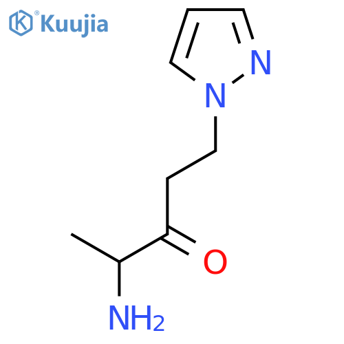 4-amino-1-(1H-pyrazol-1-yl)pentan-3-one structure