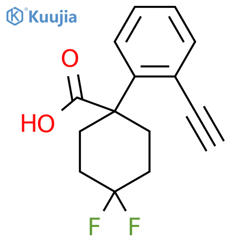1-(2-ethynylphenyl)-4,4-difluorocyclohexane-1-carboxylic acid structure