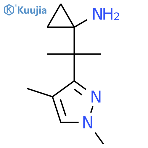 1-2-(1,4-dimethyl-1H-pyrazol-3-yl)propan-2-ylcyclopropan-1-amine structure
