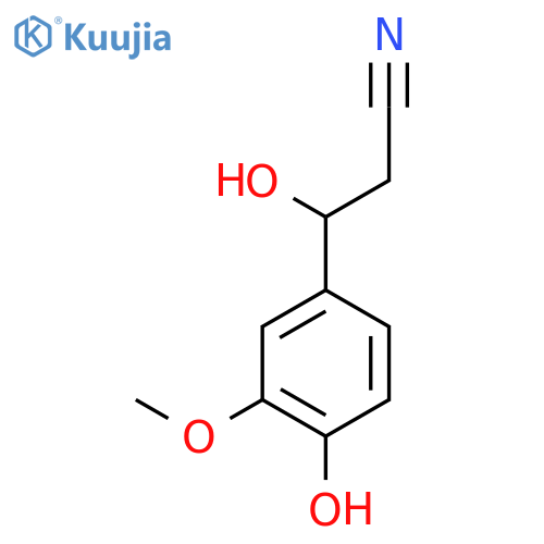 3-hydroxy-3-(4-hydroxy-3-methoxyphenyl)propanenitrile structure