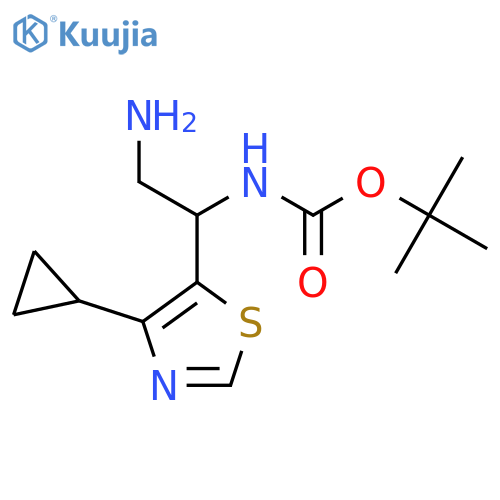 tert-butyl N-2-amino-1-(4-cyclopropyl-1,3-thiazol-5-yl)ethylcarbamate structure