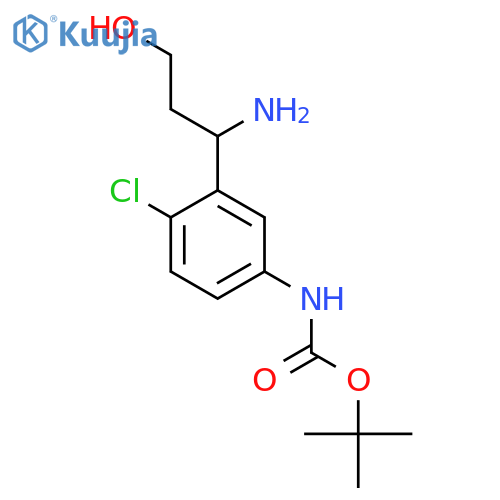 tert-butyl N-3-(1-amino-3-hydroxypropyl)-4-chlorophenylcarbamate structure