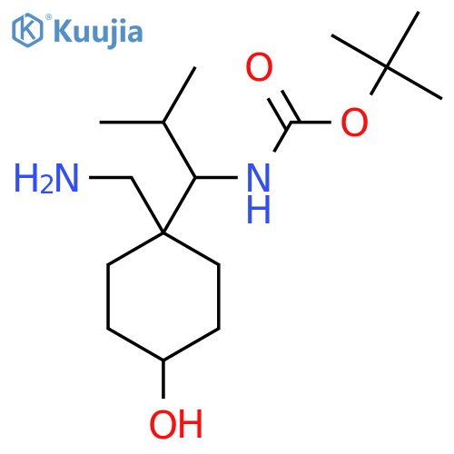 tert-butyl N-{1-1-(aminomethyl)-4-hydroxycyclohexyl-2-methylpropyl}carbamate structure