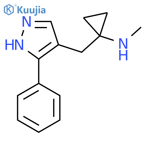N-methyl-1-(3-phenyl-1H-pyrazol-4-yl)methylcyclopropan-1-amine structure