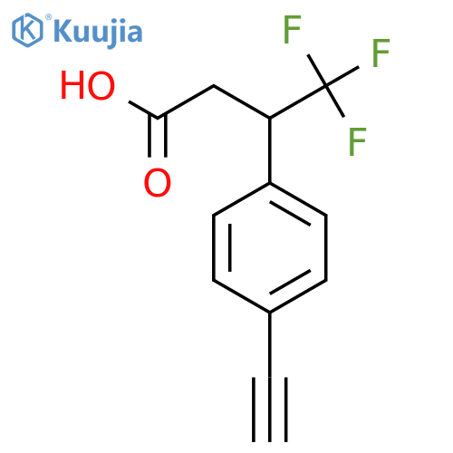 3-(4-ethynylphenyl)-4,4,4-trifluorobutanoic acid structure