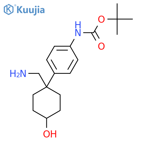 tert-butyl N-{4-1-(aminomethyl)-4-hydroxycyclohexylphenyl}carbamate structure