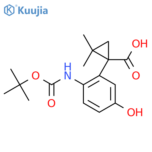 1-(2-{(tert-butoxy)carbonylamino}-5-hydroxyphenyl)-2,2-dimethylcyclopropane-1-carboxylic acid structure