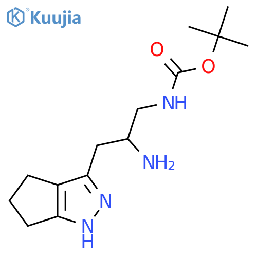 tert-butyl N-(2-amino-3-{1H,4H,5H,6H-cyclopentacpyrazol-3-yl}propyl)carbamate structure