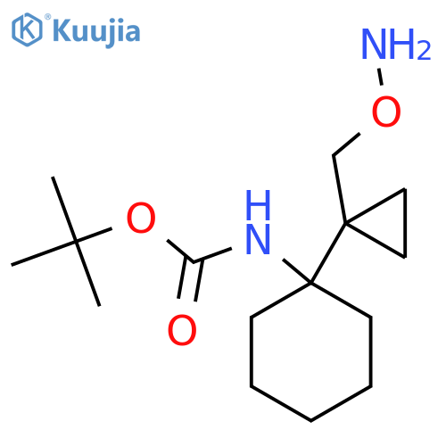 tert-butyl N-(1-{1-(aminooxy)methylcyclopropyl}cyclohexyl)carbamate structure