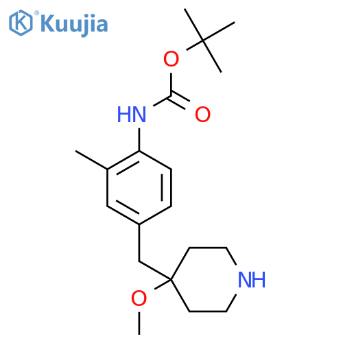 tert-butyl N-{4-(4-methoxypiperidin-4-yl)methyl-2-methylphenyl}carbamate structure