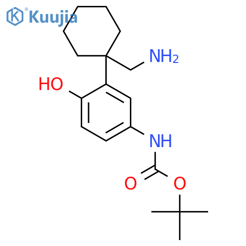 tert-butyl N-{3-1-(aminomethyl)cyclohexyl-4-hydroxyphenyl}carbamate structure