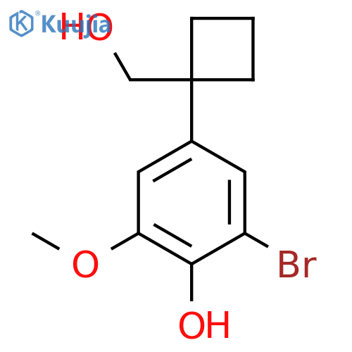 2-bromo-4-1-(hydroxymethyl)cyclobutyl-6-methoxyphenol structure